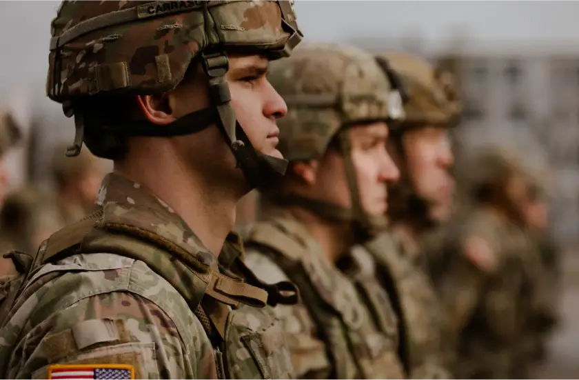 U.S. Army National Guard Soldiers standing in formation