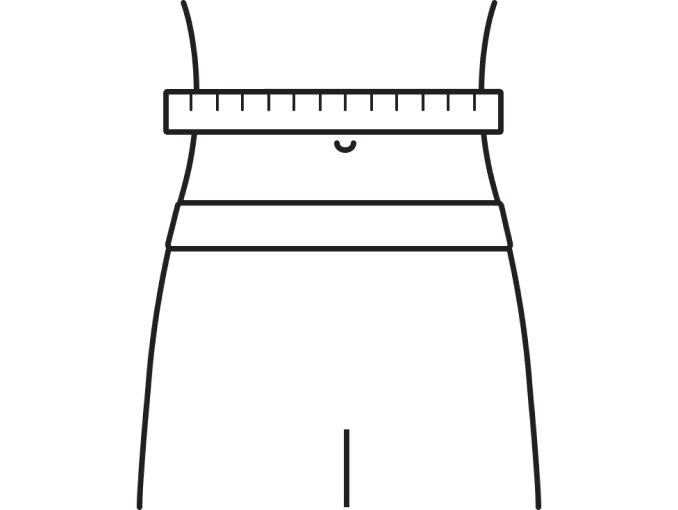 An illustration of a torso with a measuring tape wrapped around the waist