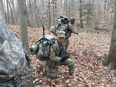 ASU Cadets patrolling during a Field Training Exercise.
