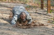Cadets are challenged during the Leadership Reaction Course at Fort Indian Town Gap, PA.