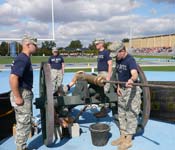 The cannon was fired every time the Eastern Illinois University Football team scored a touch down, along with this, the cadets did seven push ups for every touch down.