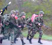 These cadets are finishing up the Road March event at the 2005 Ranger Challenge.