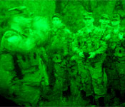 This year the Golden Eagle Battalion introduced the cadets to the Army's high-tech night vision goggles. After sunset, each cadet received a class on the operation of the night vision goggles and then had a chance to try on the approximately 7,000 dollar NVGs and take a short, guided hike through the woods. 