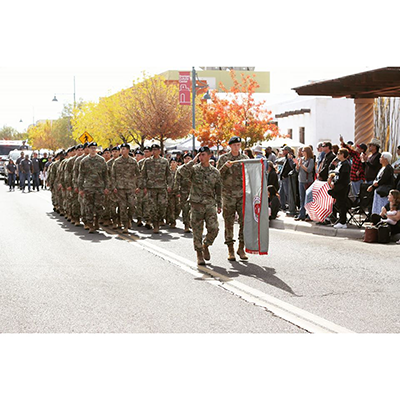 Cadets march in the Las Cruces Veteran’s Day Parade to show respect for all who have served, especially those of the Bataan Death March from which the Battalion’s namesake comes from.