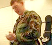 This cadet is practicing his radio techniques using a SINCGARS radio.
