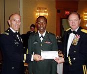Cadet is awarded scholarship by Rutgers Alum BG Bingham and LTC Sandberg.