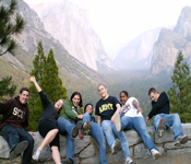 Bronco Battalion cadets pose for a picture during a trip to Yosemite National Park. Annually, the Bronco Battalion travels to places such as Yosemite, skiing in Lake Tahoe, White Water rafting, the beaches of Santa Cruz and so much more in and around the great Bay Area!