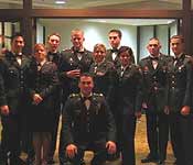 Cadets pose in their dress uniform prior to the Military Ball. The event will expose cadets to one of the Army's longstanding traditions. Included are a presentation of the colors, ceremonial toasts, dinner, dancing and a guest speaker. The Military Ball is one of the cadet's highlights for the year.