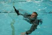 Cadets undergo combat water survival during labs to increase their confidence.