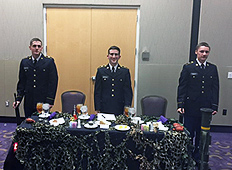 Dining-in is a formal dinner attended by the Horned Frog Battalion every fall. This fun evening has stringent rules that if broken can result in being to “the grog”, a concoction made by the senior class with unique ingredients representing the branches of the Army. The evening culminates in a skit roasting the senior class and cadre.