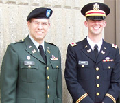 LTC George Chase, a UA Army ROTC graduate, stands with his son, 2LT Matthew Chase, a 2004 UA Army ROTC graduate, after Matthew’s commissioning from the University of Akron ROTC program. Many fathers, sons, brothers, and sisters have been commissioned as Army Officers from the University of Akron over the past 90 years.