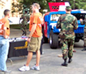 Longhorn Battalion provides entertainment and information during Gone to Texas festivities