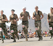 UC Santa Barbara ROTC Coed Light Team takes first place in their category at the 2006 Memorial Bataan Death March competition – third year running. The team from left to right include: Cadets Faranacci, Higgins, Riley, Sentgeorge and Kifune.
