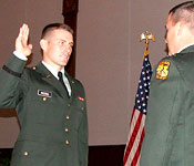 Each commissioning cadet takes an oath after completing the ROTC program in order to become a 2nd Lieutenant.