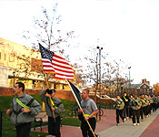 Every Veteran’s Day the Fightin’ Blue Hen Battalion recognizes the sacrifices of those that served before us and those that continue to serve by running the American Flag and the POW Flag around campus for 24 hours.