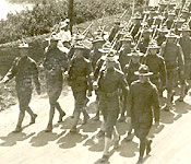 Cadets in 1918 marched in the 4th of July Celebration in Champaign, Illinois.