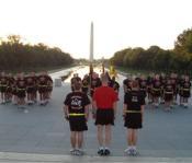 Terrapin Battalion in front of the Washington Monument at the Mall in Washington DC after the Battalion Run.