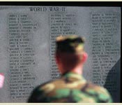 A Cadet viewing UNG’s Memorial Wall that is dedicated to all UNG graduates who served the United States Army with honor, glory and sacrifice.