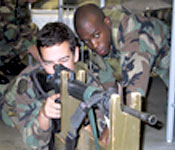 Cadets practice acquiring a proper site picture on an M16 rifle.