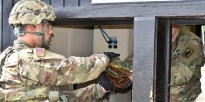 Soldier receives ammunition. 
